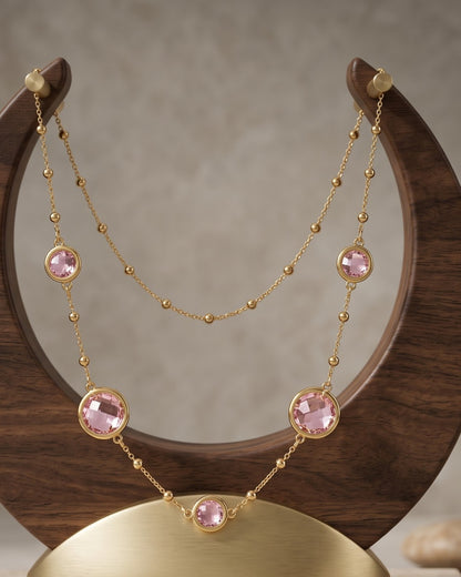 Solquira Blush Stone Chain Necklace - Display view
