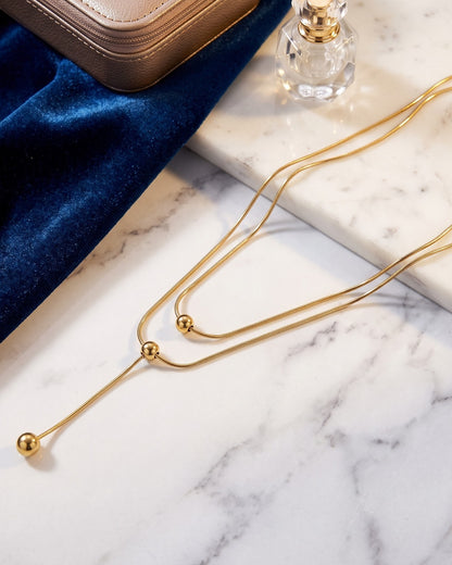 Solquenn Twin Ball Lariat Necklace - Hero view
