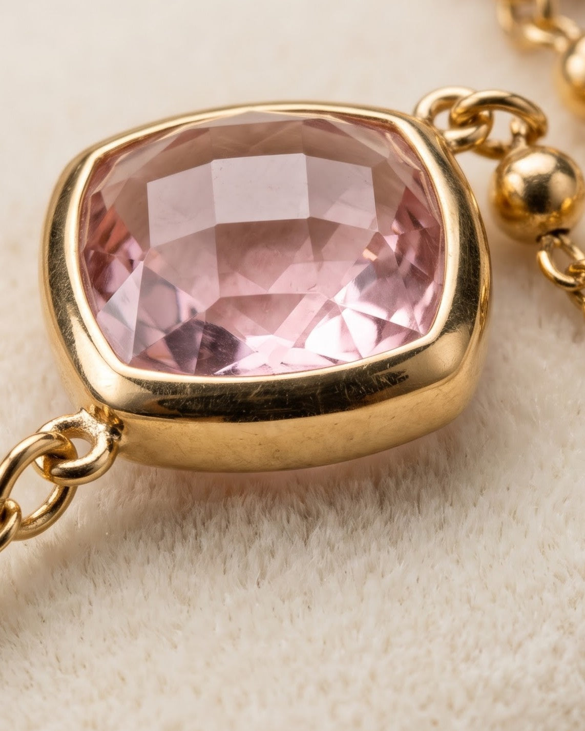 Solivia Blush Stone Chain Necklace - Detail view