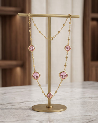 Solivia Blush Stone Chain Necklace - Display view