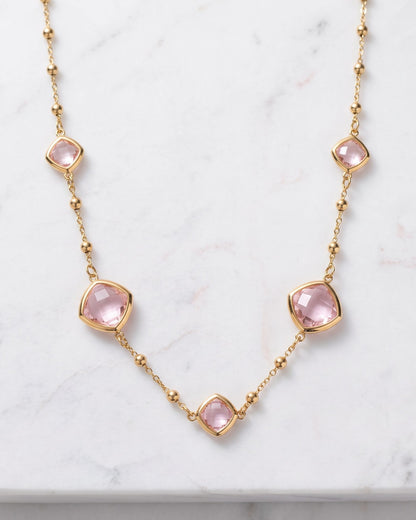 Solivia Blush Stone Chain Necklace - Close-up view