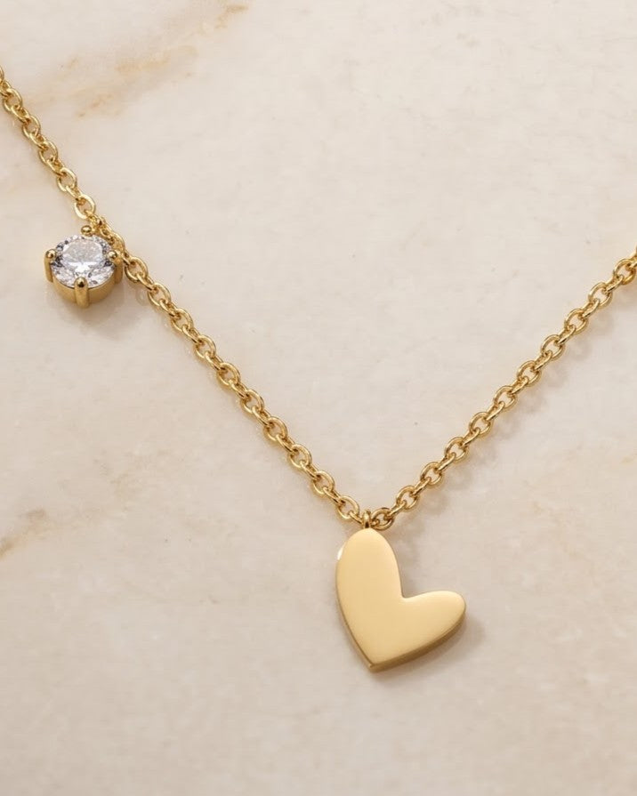 Solamie Heart Charm Chain Necklace - Detail view