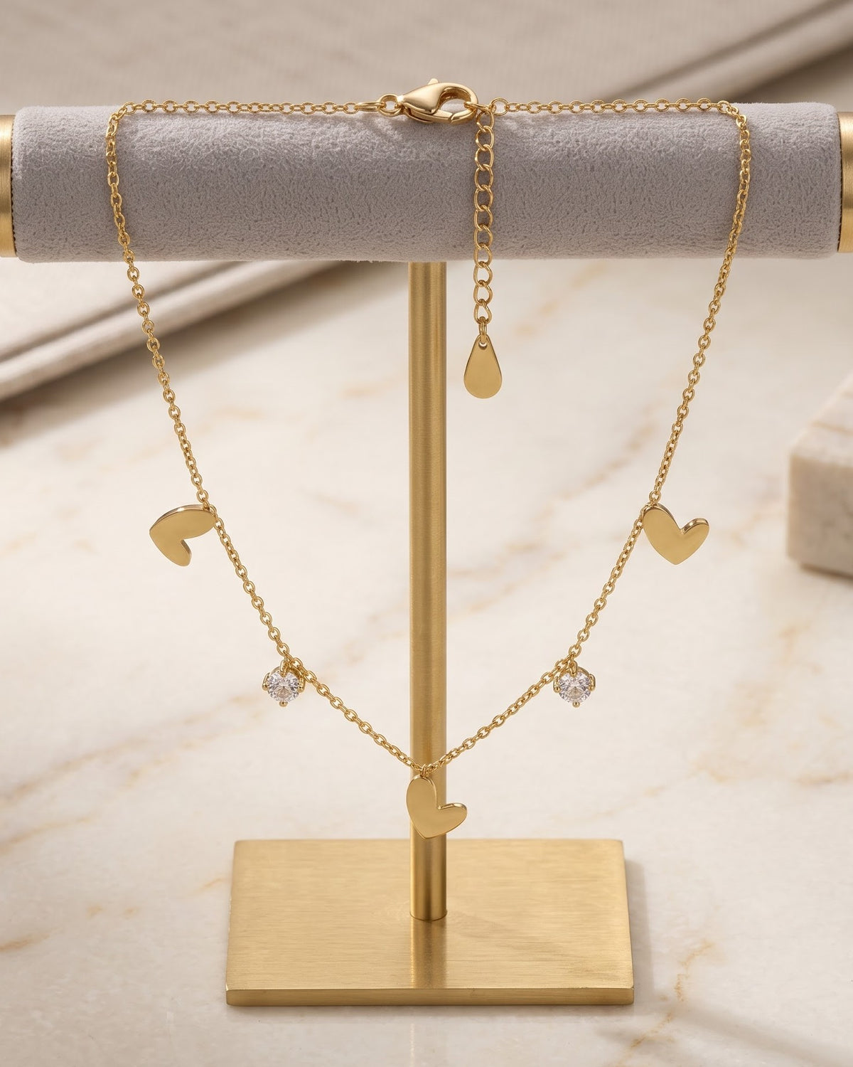 Solamie Heart Charm Chain Necklace - Display view
