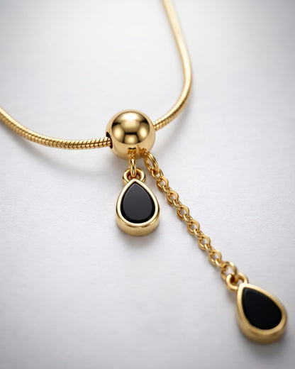 Solnira Twin Teardrop Lariat Necklace - Detail view