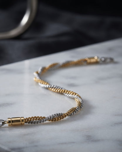 Solvanto Twist Chain Bracelet - twisted two-tone chain bracelet