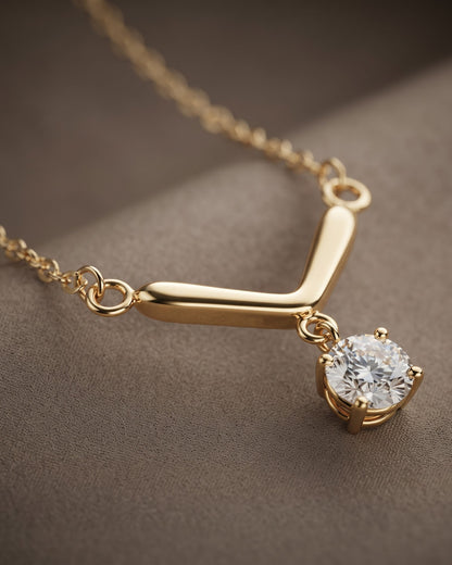 Solquera Chevron Pendant Necklace - worn view on model