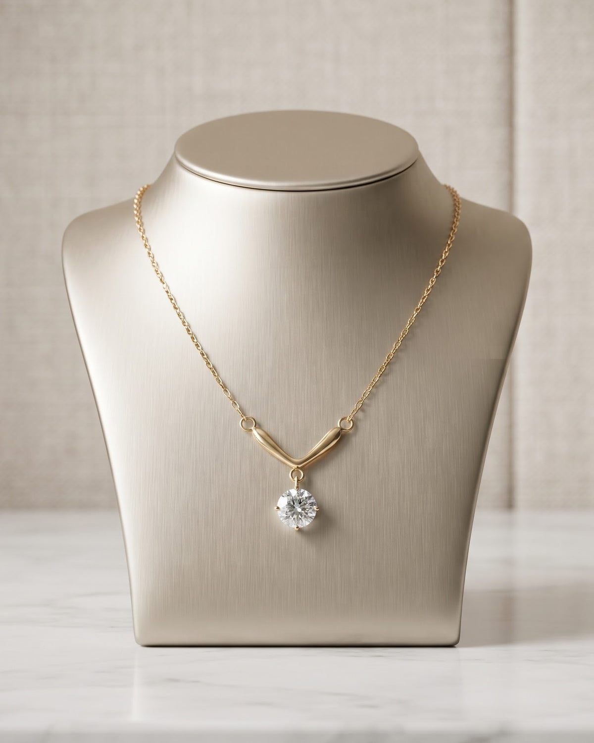 Solquera Chevron Pendant Necklace - close-up view