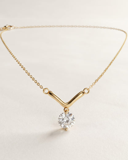 Solquera Chevron Pendant Necklace - display stand view