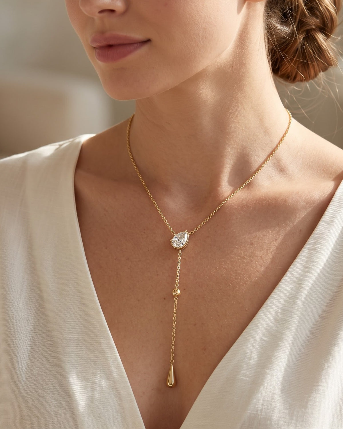 Solmavi Pear Drop Lariat Necklace - hero view