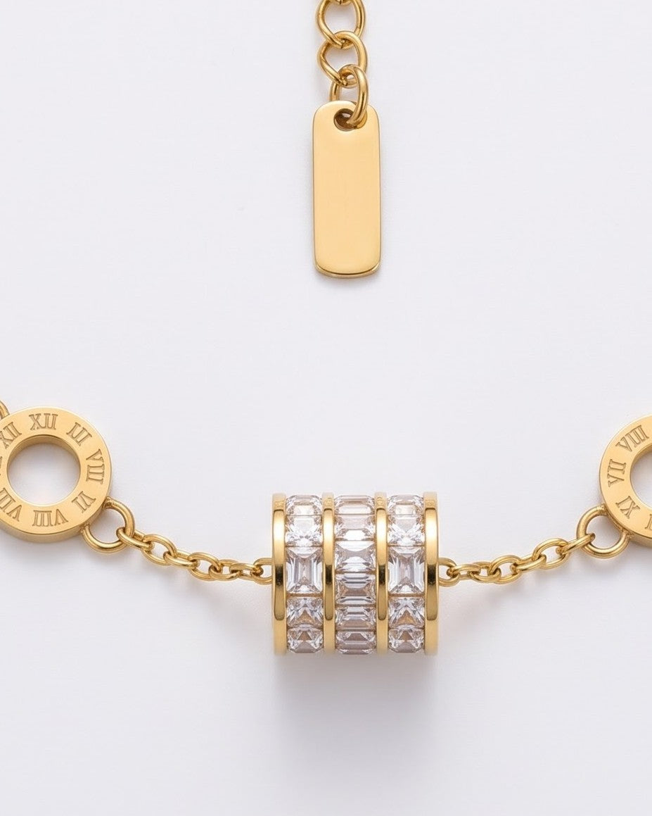 Soltiera Roman Disc Chain Bracelet - worn view on wrist