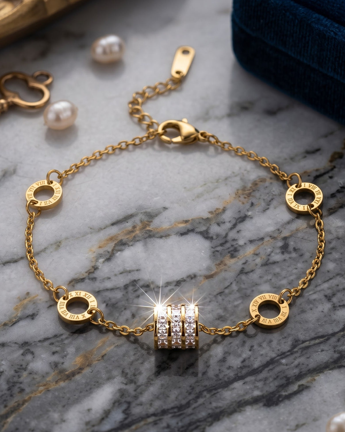 Soltiera Roman Disc Chain Bracelet - display view