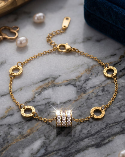 Soltiera Roman Disc Chain Bracelet - display view