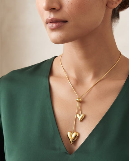 Solnelle Twin Heart Lariat Necklace - hero view