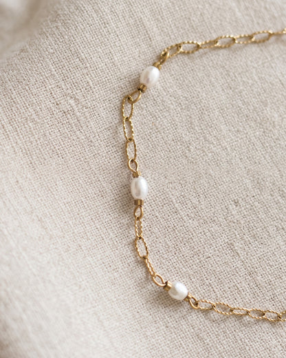 Solbella Bead Chain Anklet - worn view on ankle