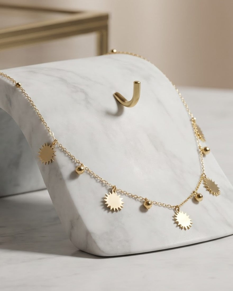 Soltamo Sunburst Charm Anklet - close-up view