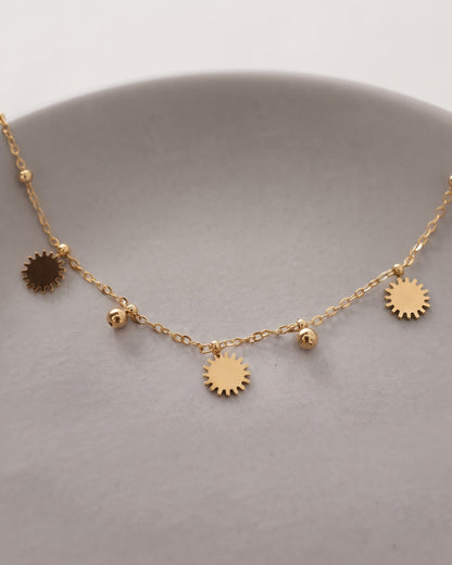Soltamo Sunburst Charm Anklet - display stand view
