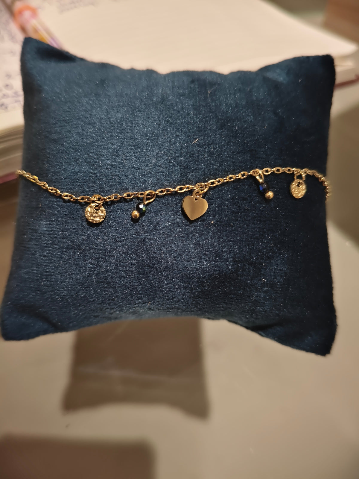 Solbrynn Heart Charm Anklet - display view