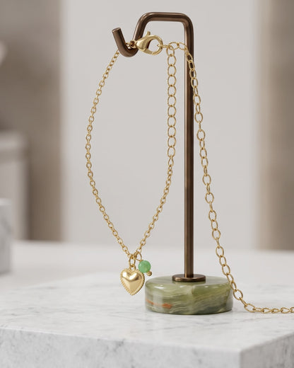 Solzenya Heart Charm Anklet - display view