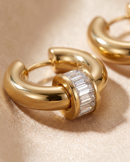 Solvarin Baguette Hoop Earrings - cinematic view