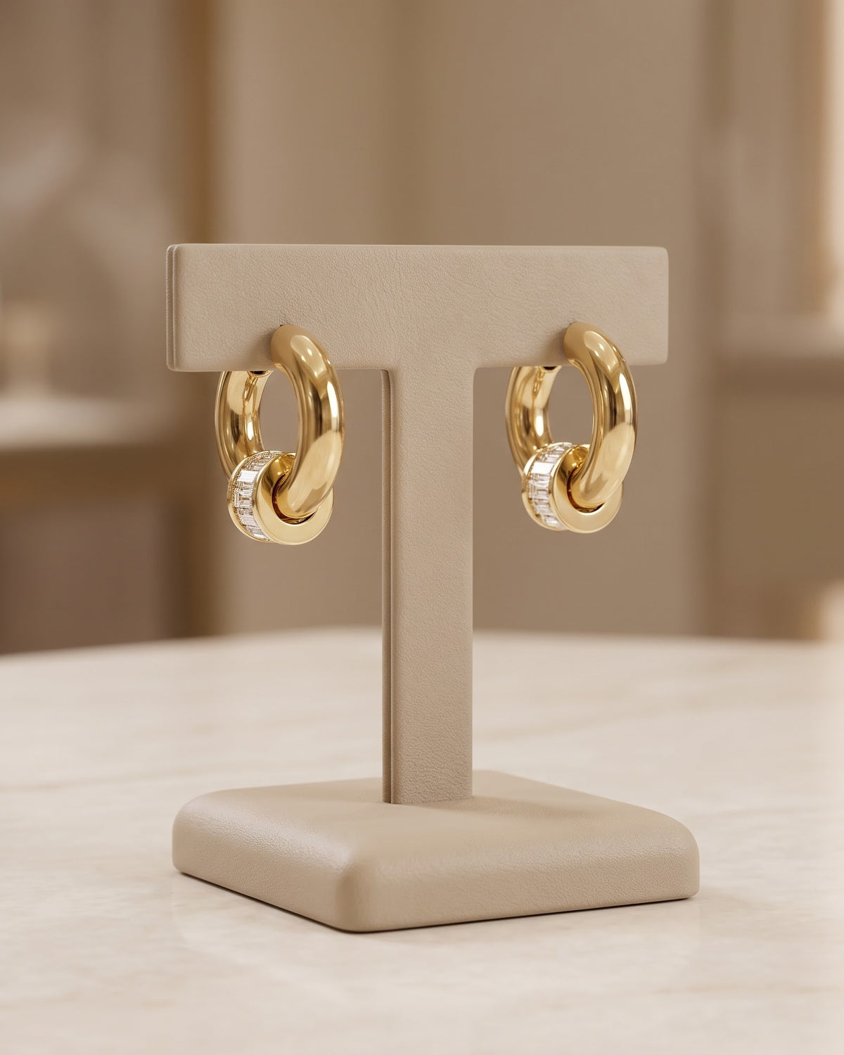 Solvarin Baguette Hoop Earrings - display view