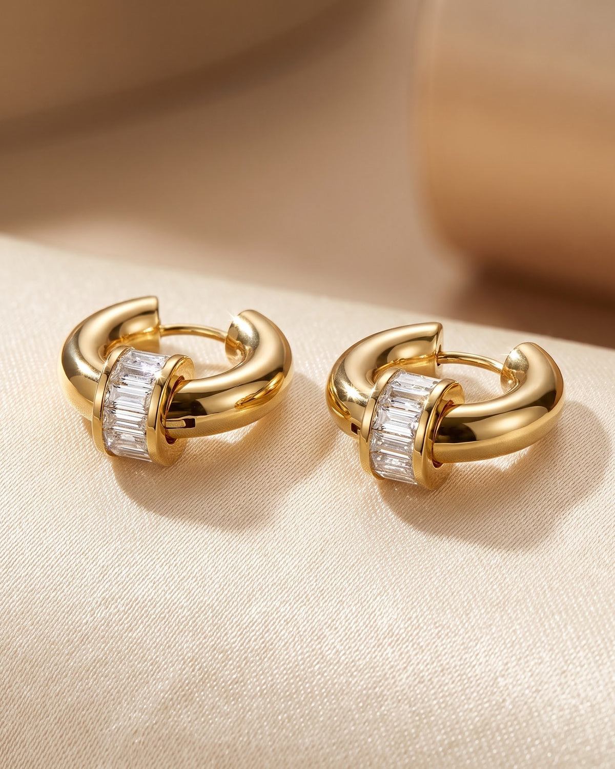 Solvarin Baguette Hoop Earrings - close-up view