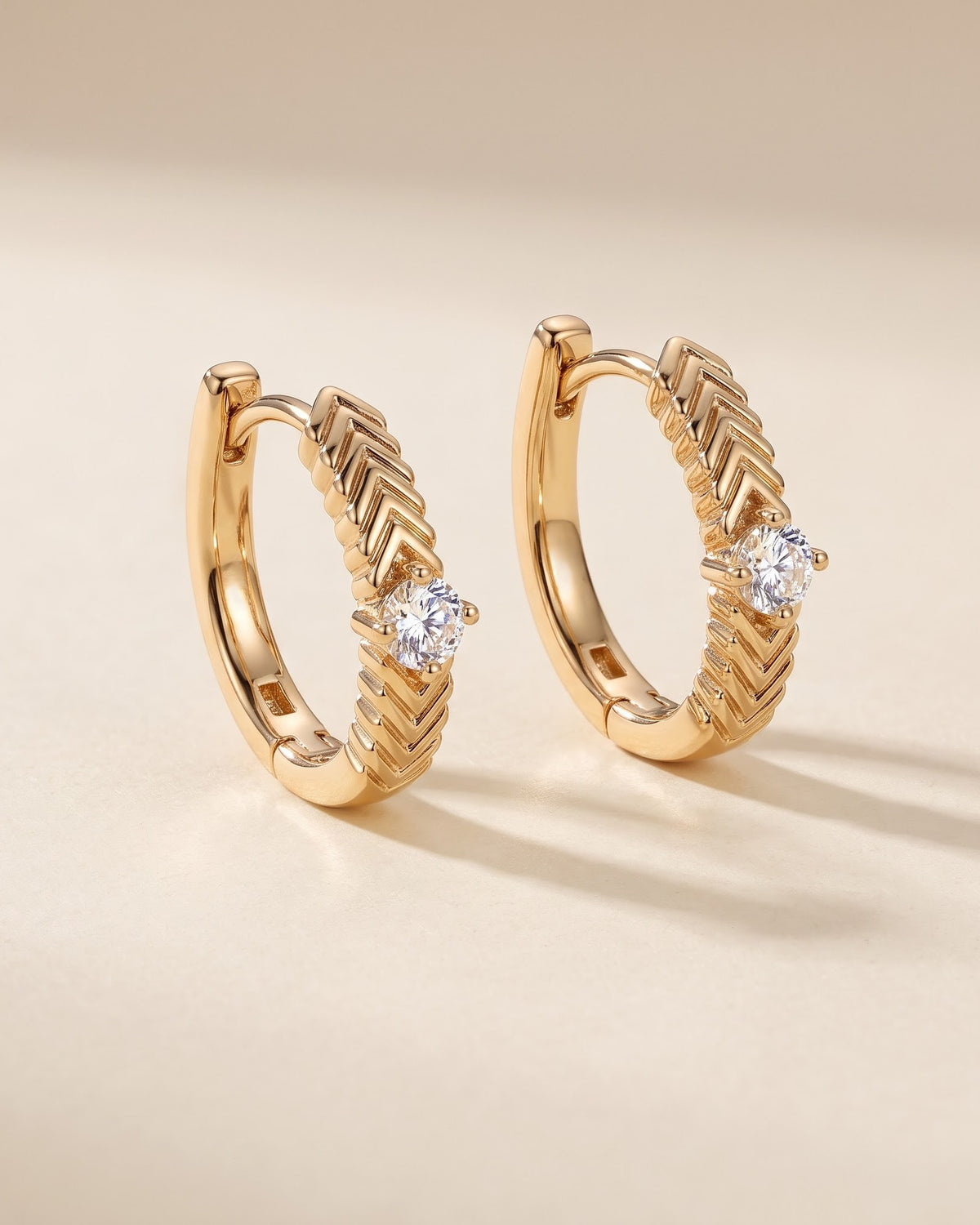 Solvane Chevron Stone Hoop Earrings - Hero Shot