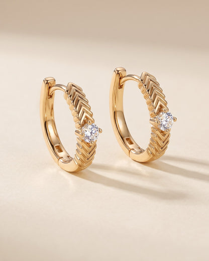 Solvane Chevron Stone Hoop Earrings - Hero Shot