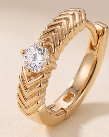Solvane Chevron Stone Hoop Earrings - Cinematic Shot