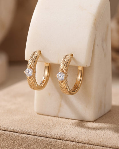 Solvane Chevron Stone Hoop Earrings - Stand Display Shot