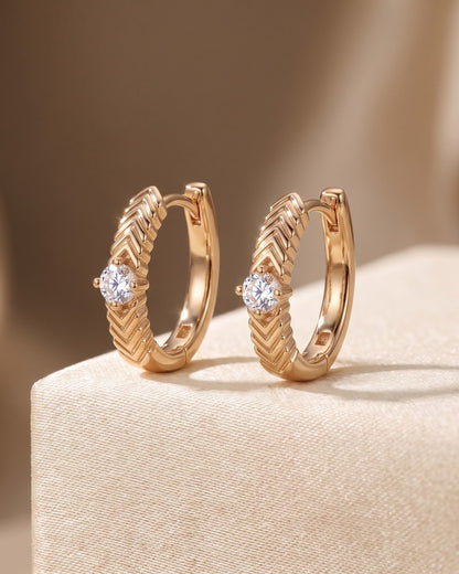 Solvane Chevron Stone Hoop Earrings - Close-up Detail Shot