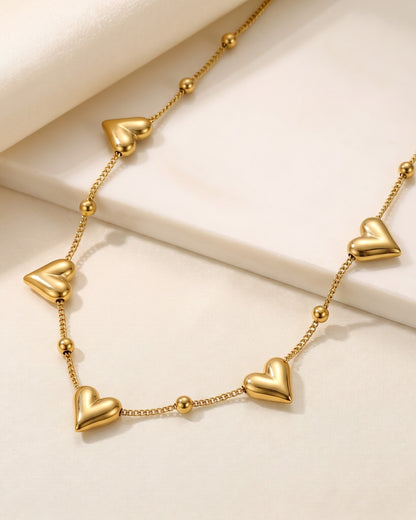 Solvenna Five Heart Chain Necklace - hero view