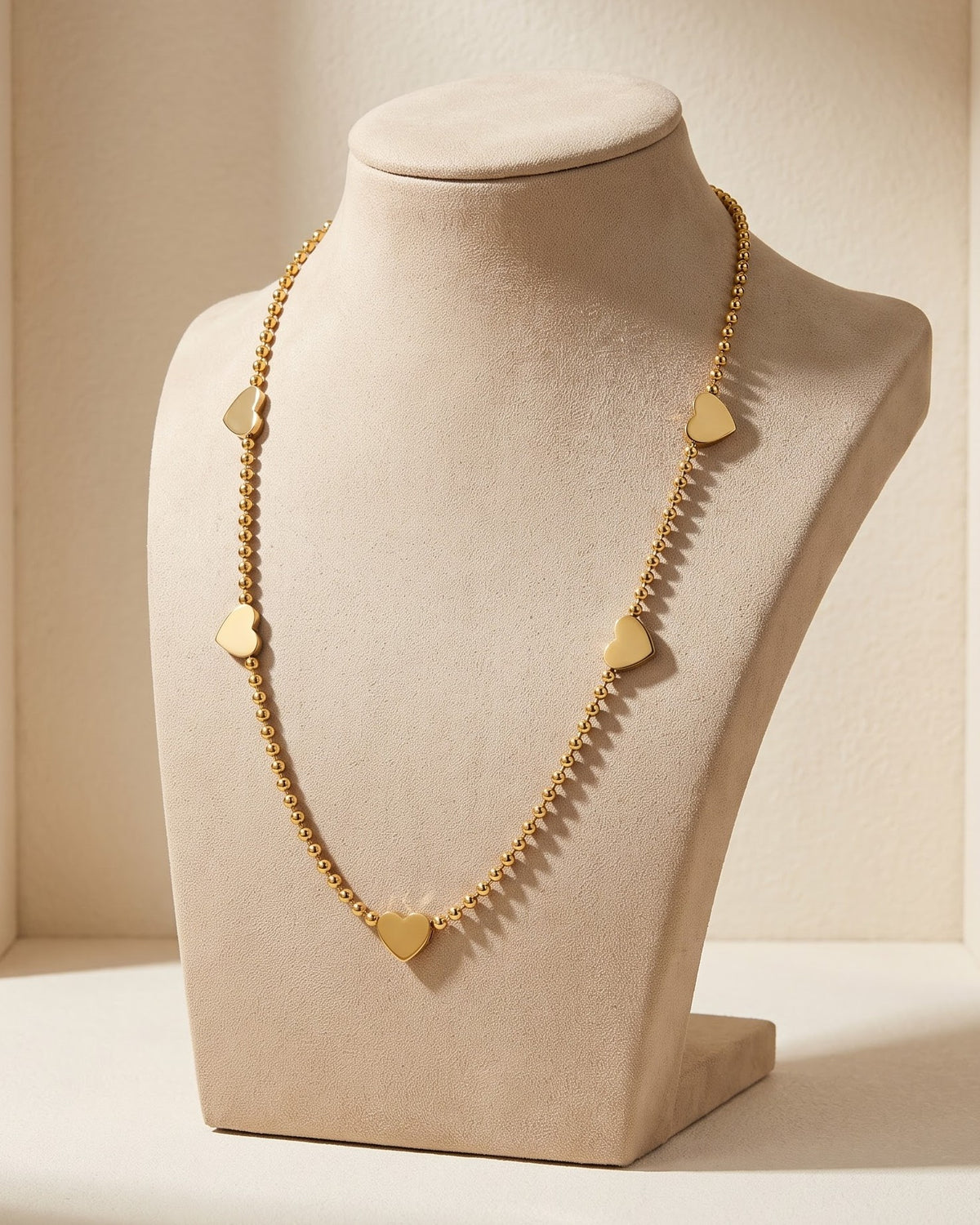 Solzara Bead Heart Chain Necklace - display view