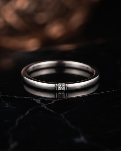 Solmira Slim Stone Band Ring - Silver Cinematic Shot