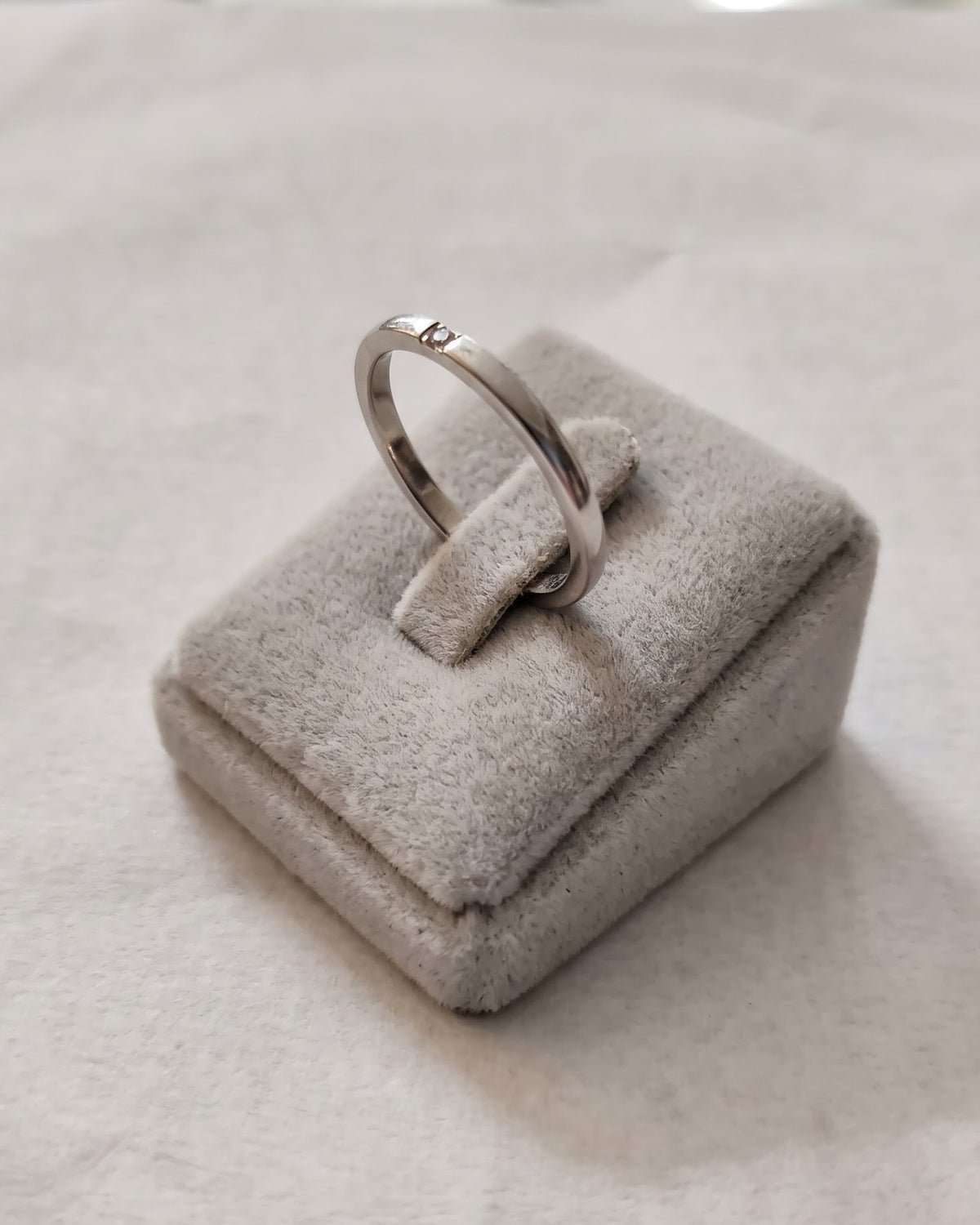 Solmira Slim Stone Band Ring - Silver Stand Display Shot