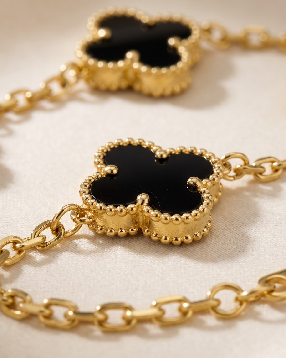Soltessa Black Flower Chain Bracelet - cinematic view