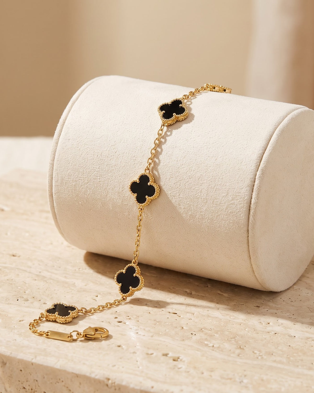 Soltessa Black Flower Chain Bracelet - display view