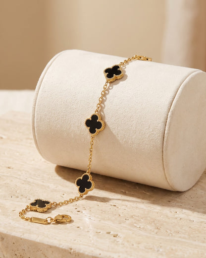 Soltessa Black Flower Chain Bracelet - display view