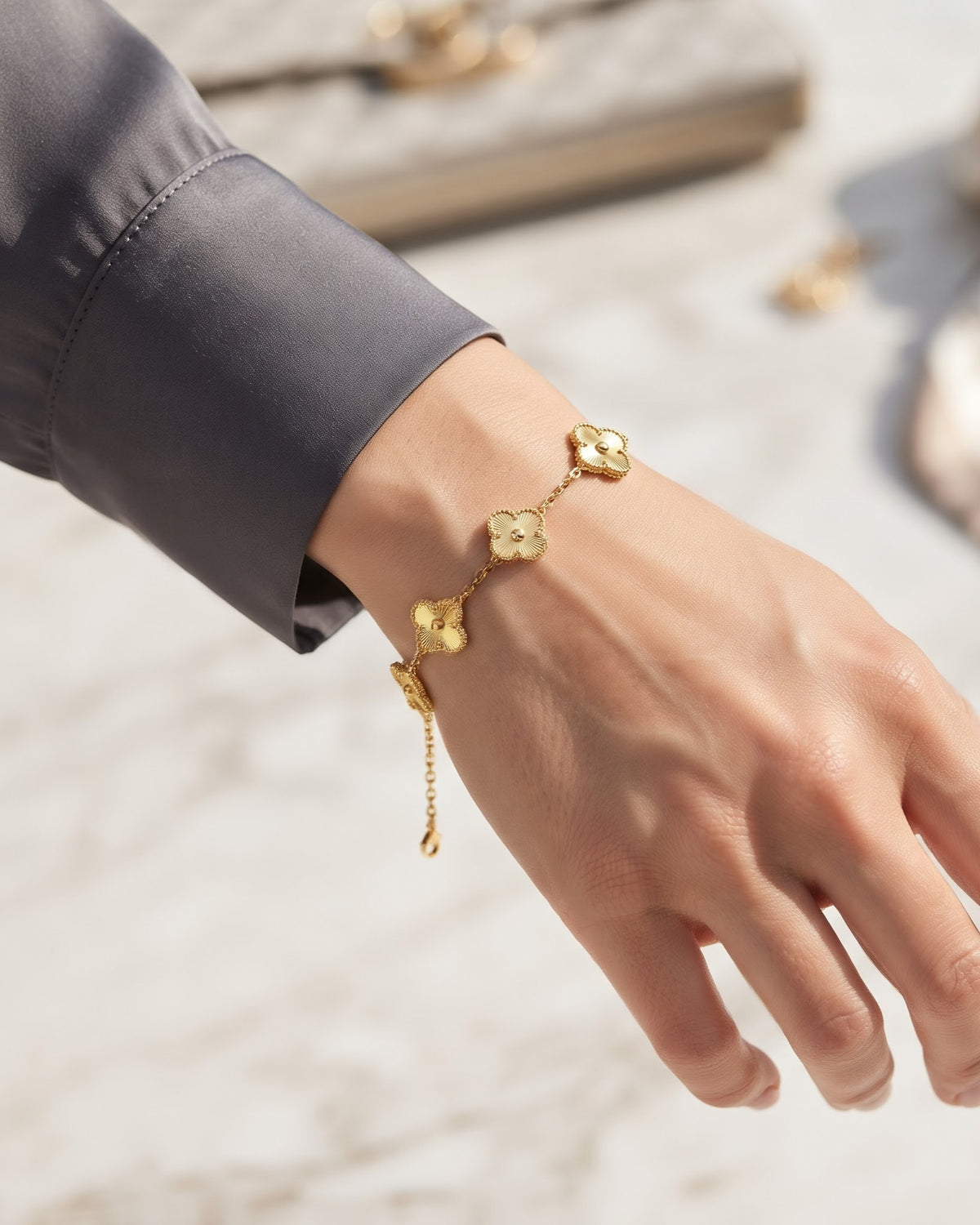 Solcenne Clover Chain Bracelet - Model Worn Shot