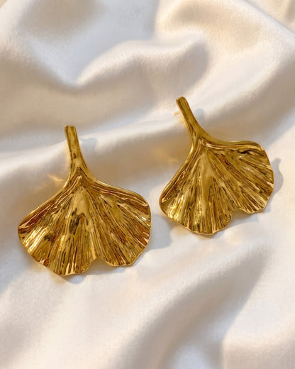 Solnaya Ginkgo Leaf Stud Earrings - Hero Shot