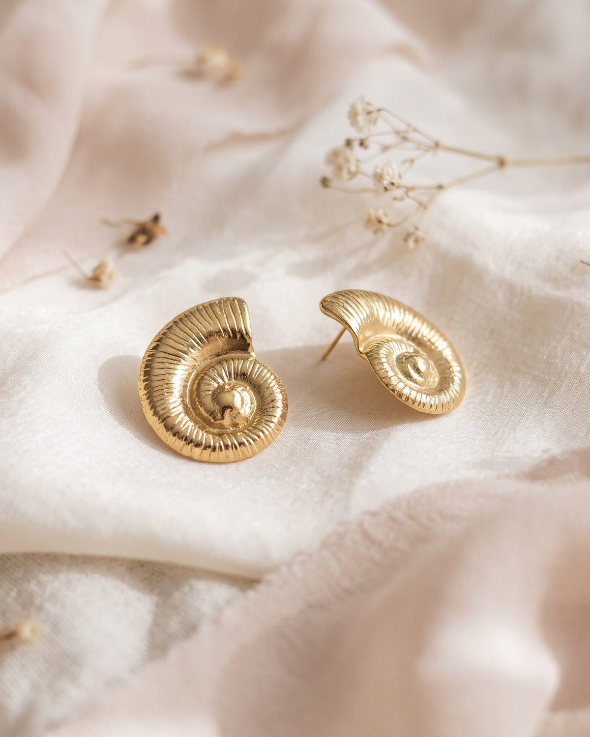 Solmare Spiral Shell Stud Earrings - Hero Shot