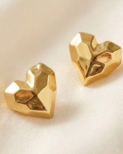 Solquine Faceted Heart Stud Earrings - Hero Shot