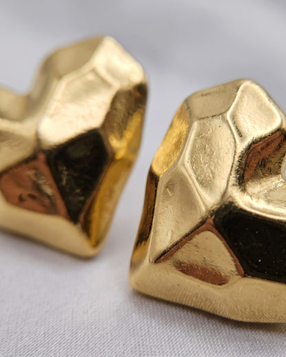 Solquine Faceted Heart Stud Earrings - Cinematic Shot