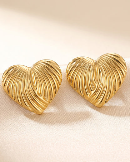 Solmiel Feather Heart Stud Earrings - Hero Shot