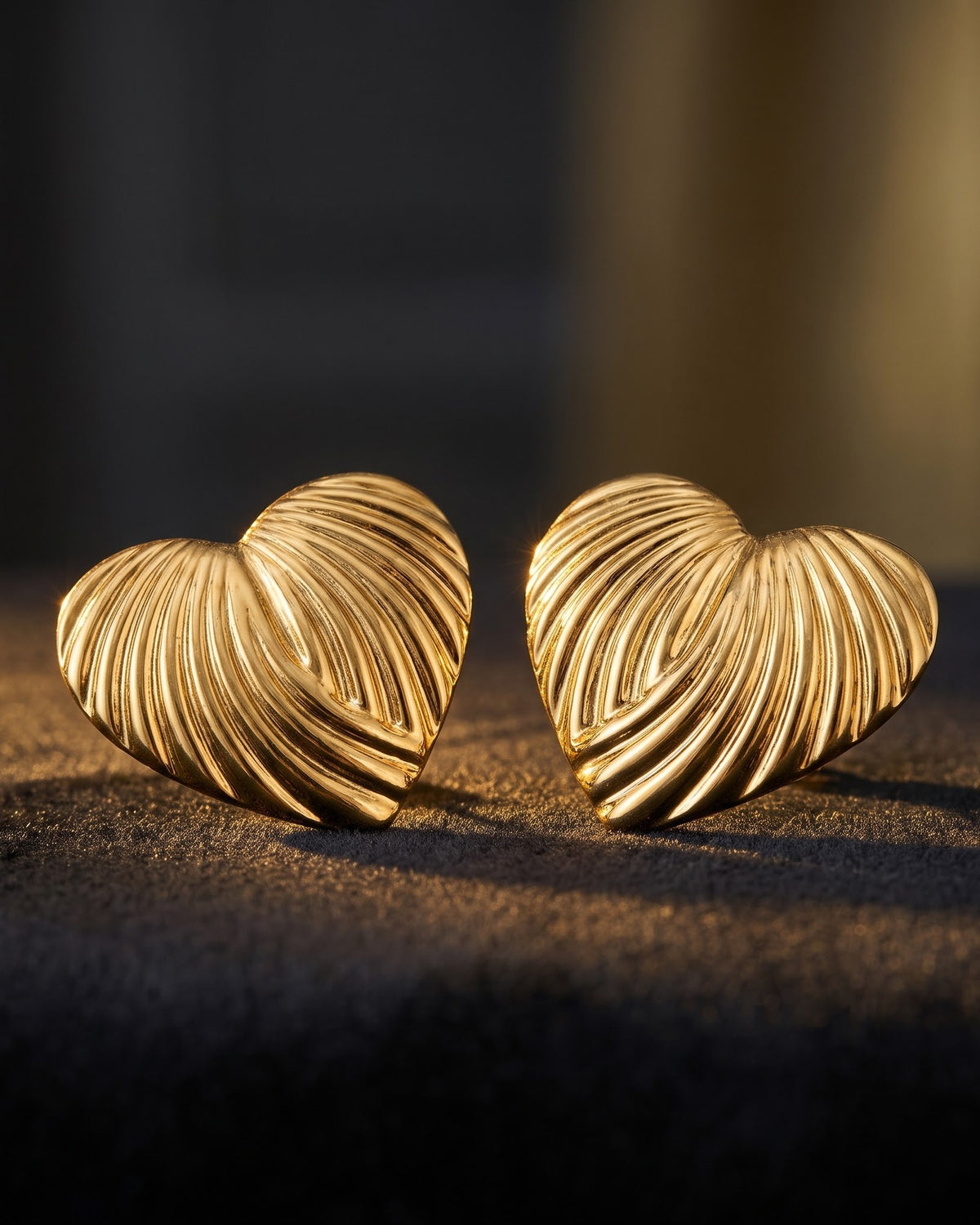 Solmiel Feather Heart Stud Earrings - Close-up Detail Shot