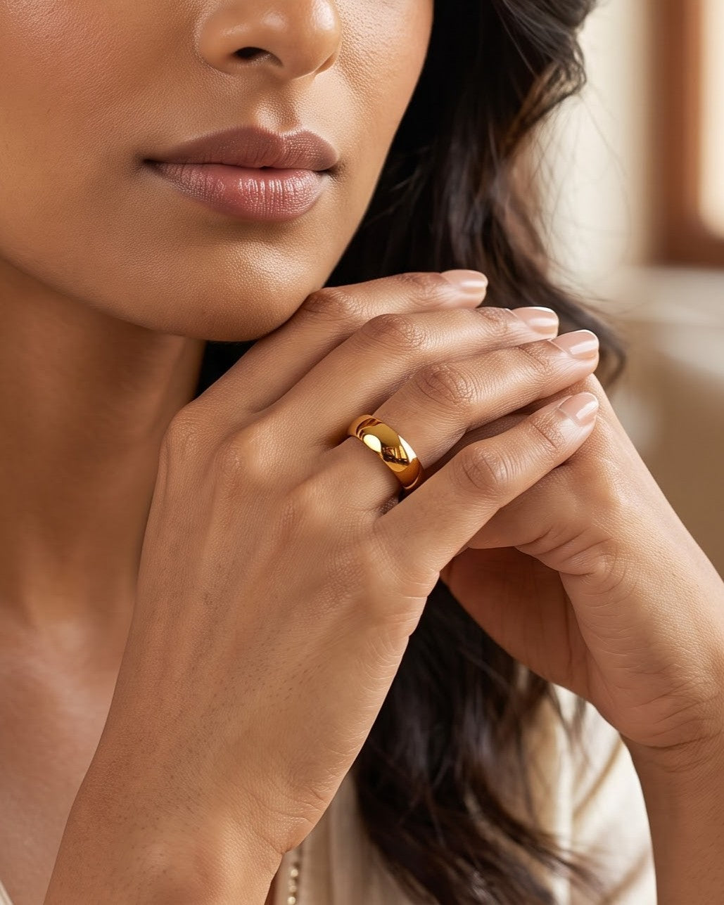 Solhavi Dome Band Ring - Model Worn Shot