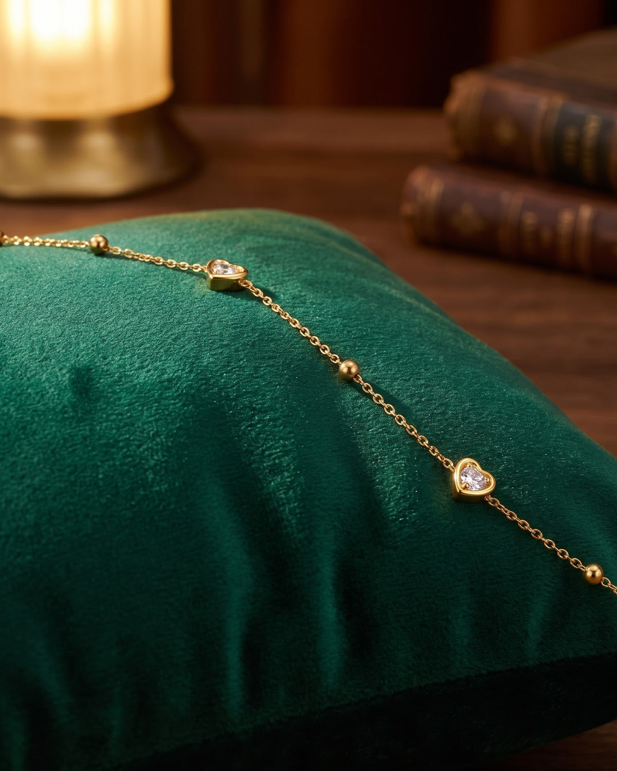 Solvessa Heart Stone Bead Chain Bracelet - close-up view
