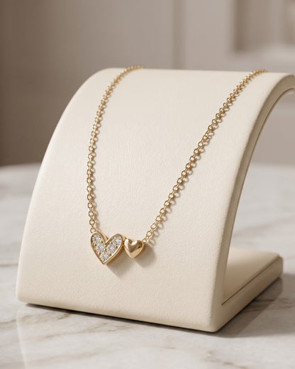 Solimae Twin Heart Pendant Necklace - display view