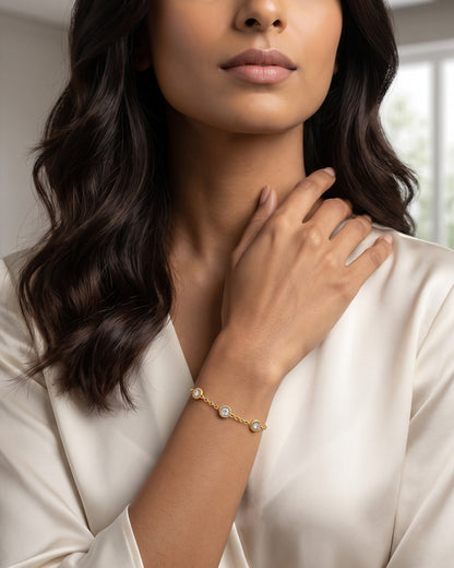 Solfaris Stone Station Chain Bracelet - Model Worn Shot