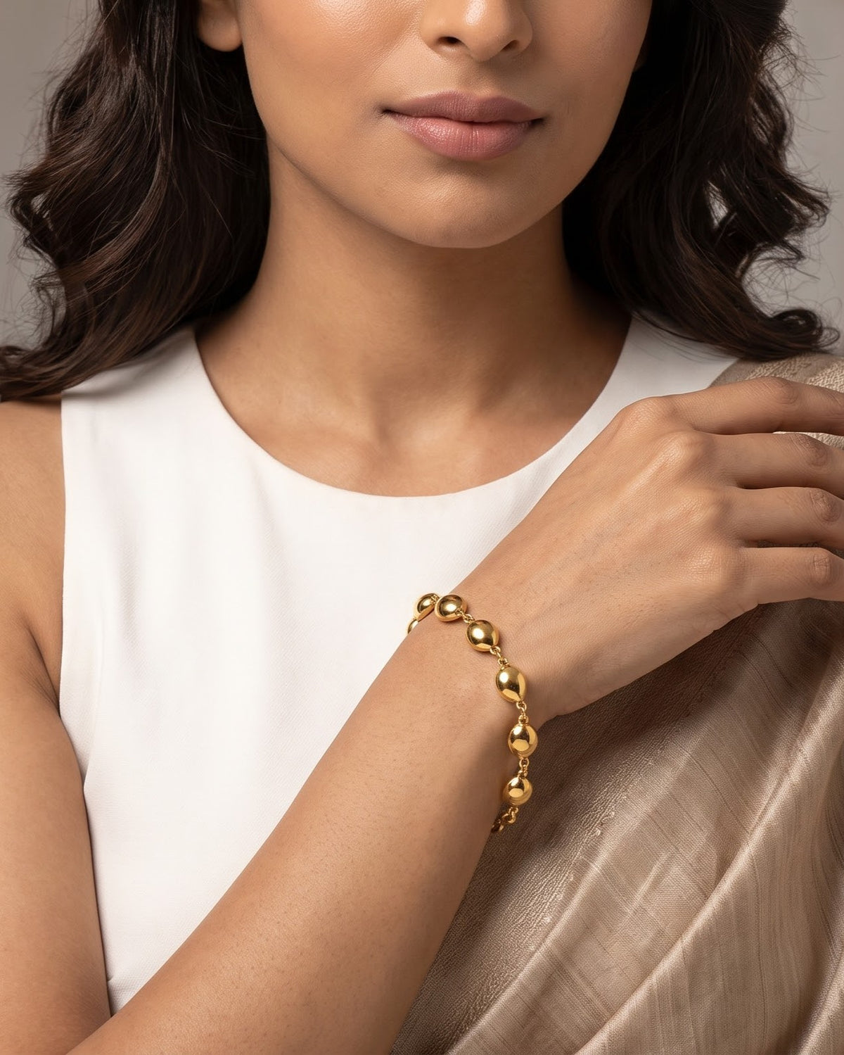 Solodie Pebble Chain Bracelet - worn view