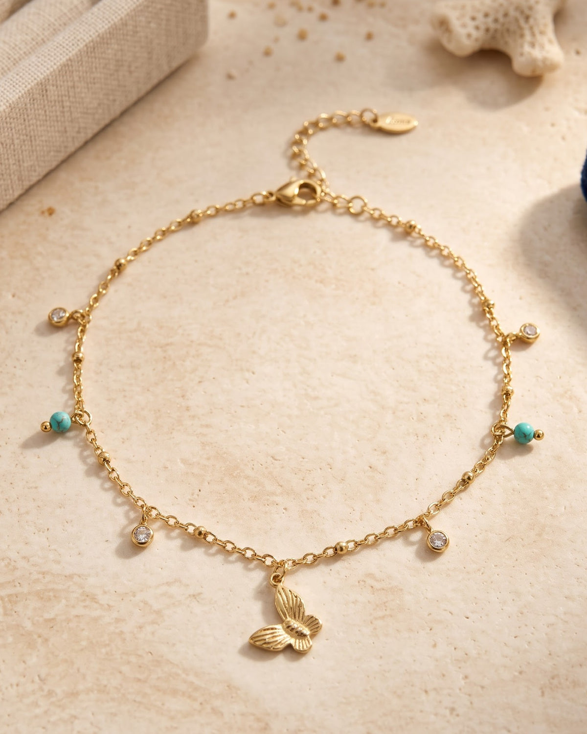 Solnyra Butterfly Charm Anklet - hero view